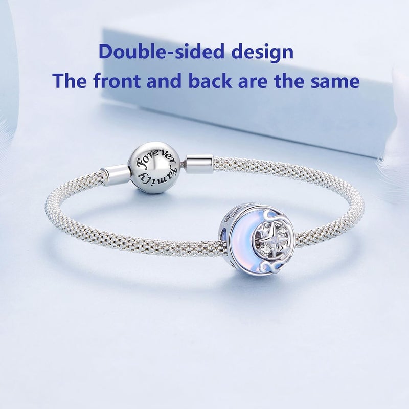 VOROCO Store Coffee Moon Star Dream Catcher Charms for Bracelet 925 Sterling Silver Dangle & Beads Charm for Charm Bracelet and Necklace DIY Charm Jewelry Gifts for Women - Image 2